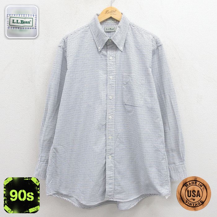 エルエルビーン 90s 長袖シャツ チェック ホワイト メンズXL相当 | 古着