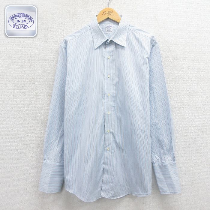 【20%OFF】ブルックスブラザーズ 長袖シャツ ストライプ ネイビー メンズXL相当 | 古着
