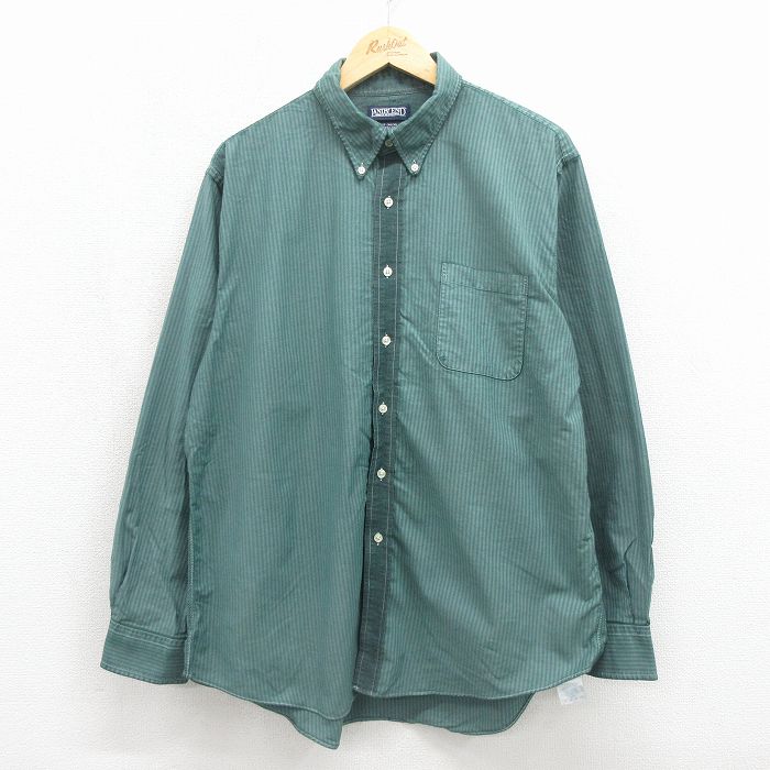 ランズエンド 00s 長袖シャツ ストライプ グリーン XL | 古着