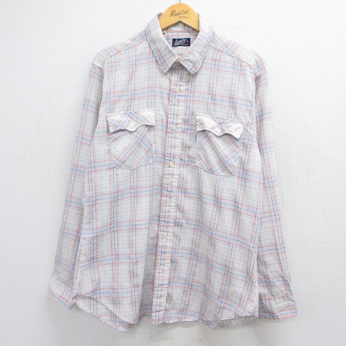 リーバイス 80s 長袖シャツ チェック ホワイト XL | 古着