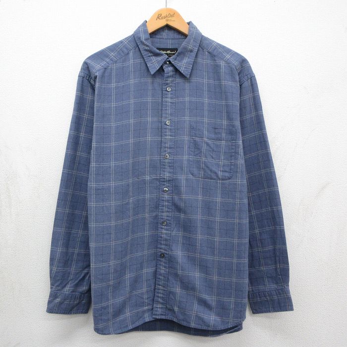 エディーバウアー 00s 長袖シャツ ネイビーチェック XL | 古着