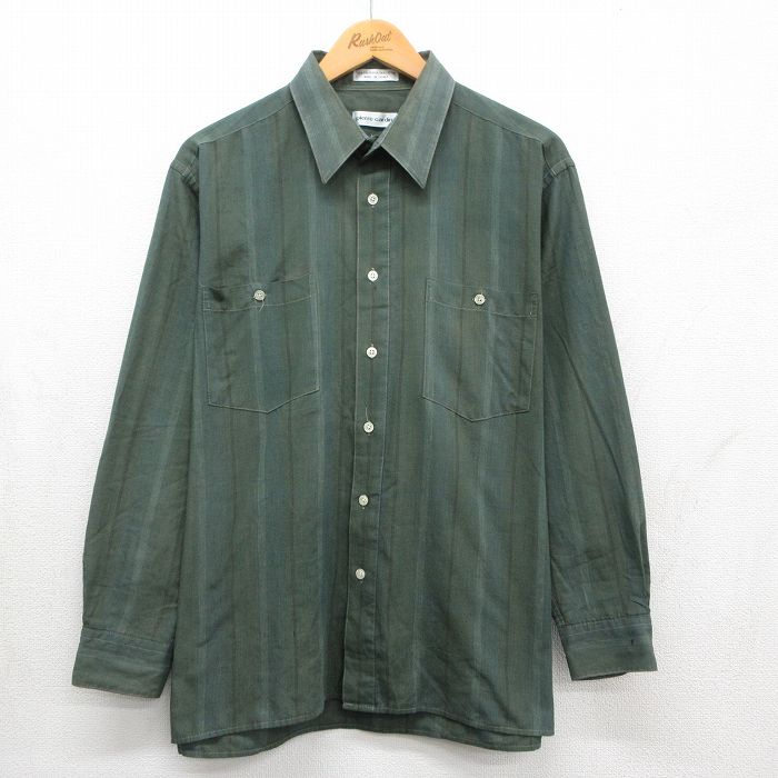 ピエールカルダン 90s 長袖シャツ ストライプ カーキ XL | 古着