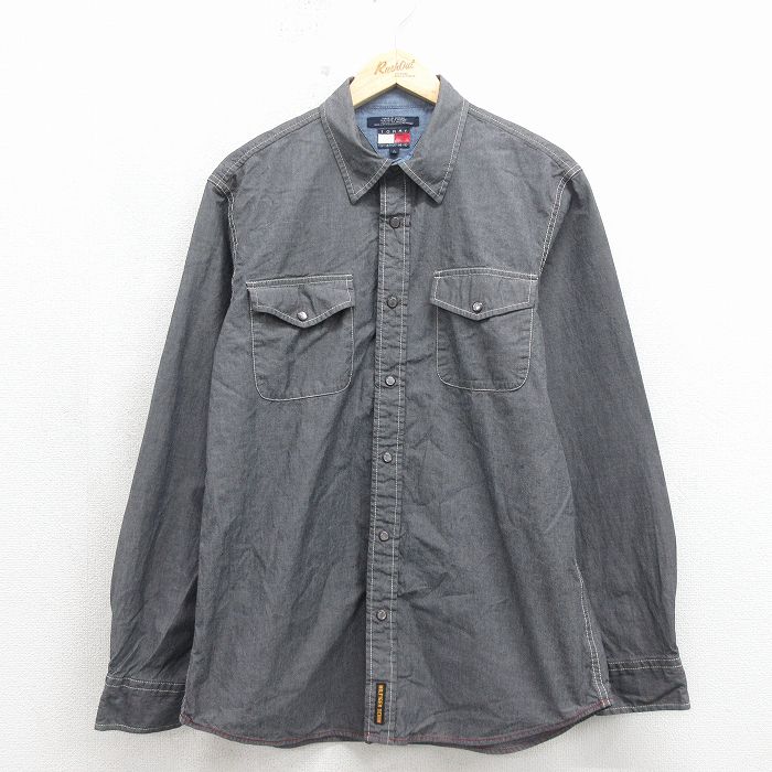トミーヒルフィガー 90s 長袖シャツ グレー L | 古着
