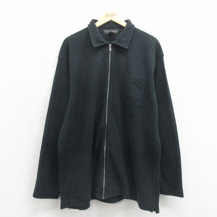 XL★古着 バナナリパブリック 長袖 フルジップ トップス メンズ 00年代 00s コットン ブラック 26may21