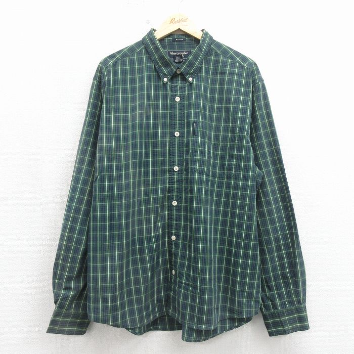 アバクロンビー 00s 長袖シャツ チェック グリーン XL | 古着