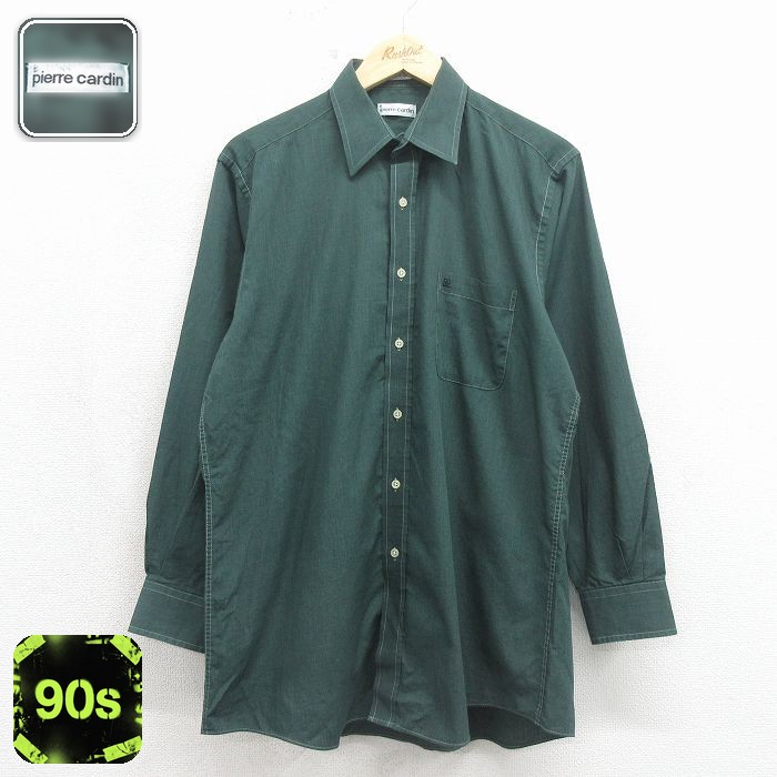 【20%OFF】ピエールカルダン 90s 長袖シャツ グリーン メンズL相当 | 古着