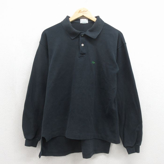ラコステ 90s 長袖ポロシャツ ワンポイントロゴ ブラック メンズM相当 | 古着
