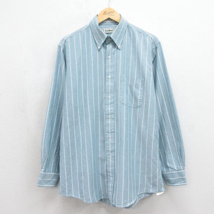 エルエルビーン 90s 長袖シャツ ストライプ ライトブルー メンズXL相当 | 古着