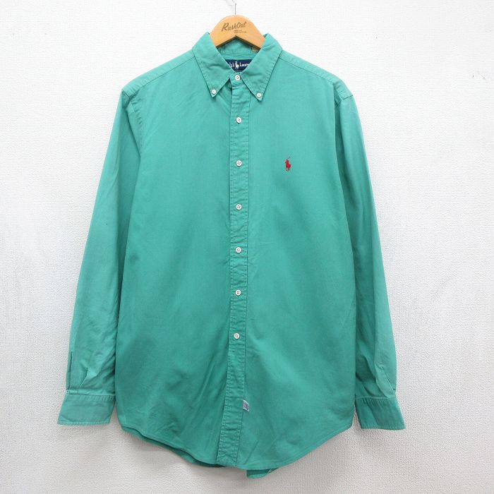 ラルフローレン 90s 長袖シャツ ワンポイントロゴ グリーン メンズXL相当 | 古着