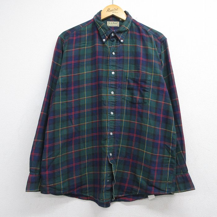 エルエルビーン 90s 長袖シャツ グリーンチェック メンズXL相当 | 古着