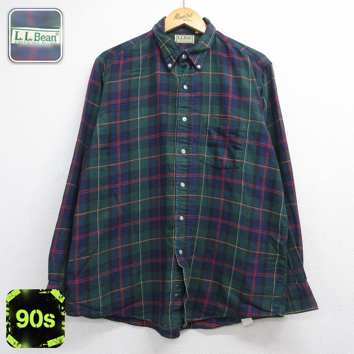エルエルビーン 90s 長袖シャツ グリーンチェック メンズXL相当 | 古着