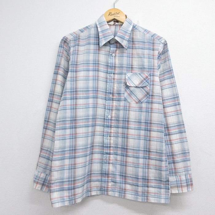 リーバイス 80s 長袖シャツ ビッグE ホワイトチェック メンズM相当 | 古着