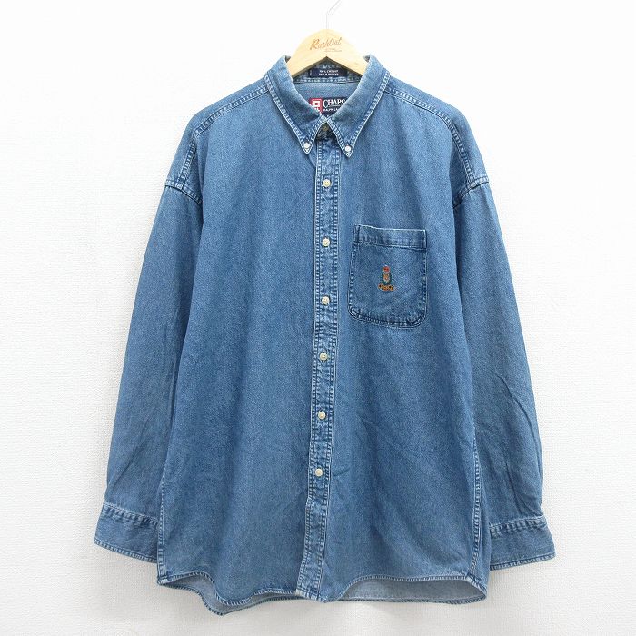 ラルフローレン 90s 長袖シャツ ワンポイントロゴ ネイビー メンズXL相当 | 古着