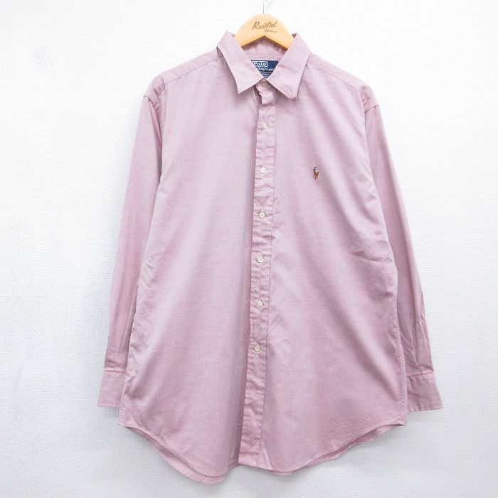 ラルフローレン 90s 長袖シャツ ワンポイントロゴ ピンク メンズXL相当 | 古着