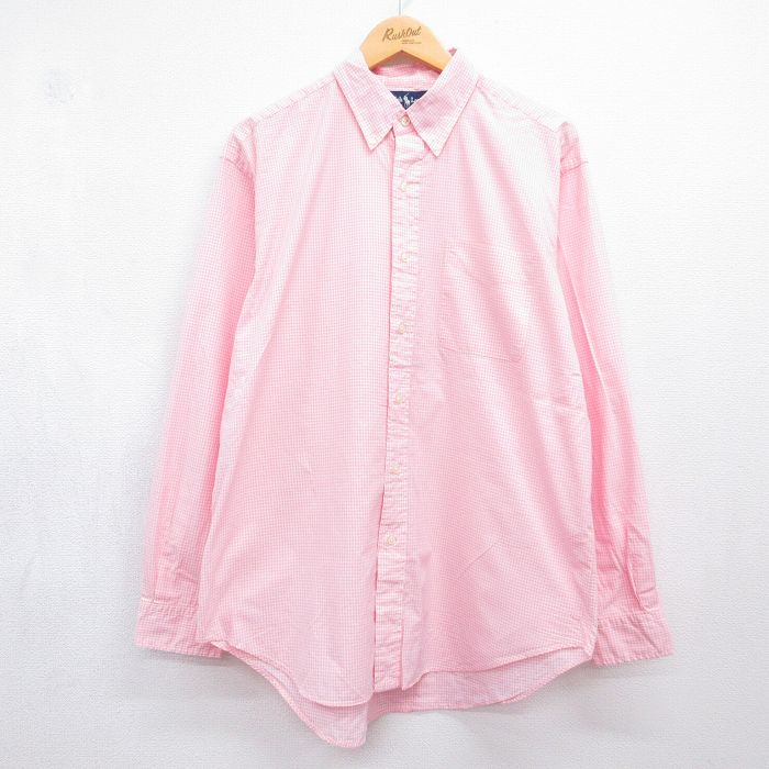 ラルフローレン 90s 長袖シャツ BERTRANDチェック ピンク メンズXL相当 | 古着