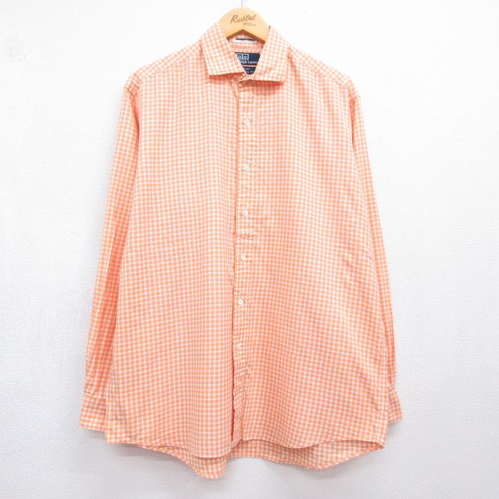 ラルフローレン 90s 長袖シャツ ギンガムチェック オレンジ メンズXL相当 | 古着