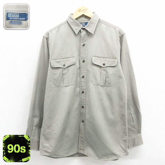 ラルフローレン 90s 長袖シャツ RANGER ベージュ メンズL相当 | 古着