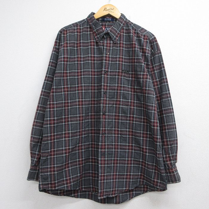 ラルフローレン 90s 長袖シャツ ワンポイントロゴ グレーチェック メンズXL相当 | 古着