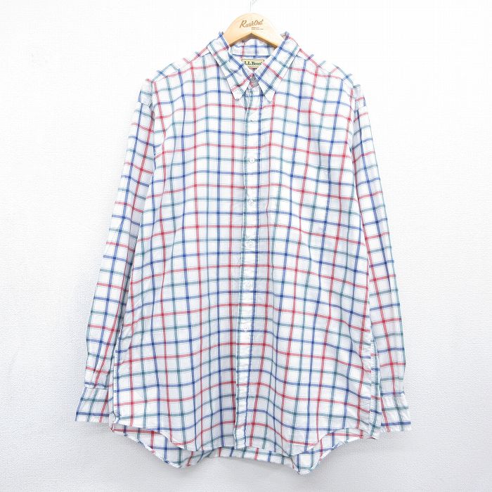 エルエルビーン 90s 長袖シャツ ホワイトチェック メンズXL相当 | 古着