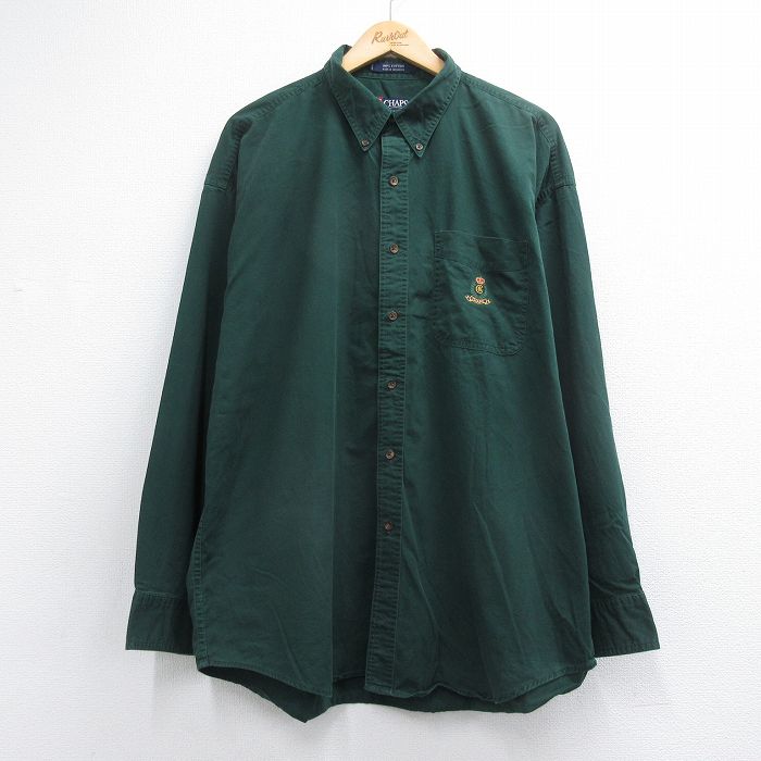 ラルフローレン 90s 長袖シャツ ワンポイントロゴ グリーン メンズXL相当 | 古着