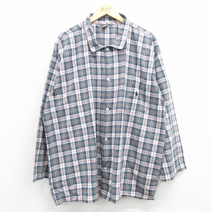 ラルフローレン 90s 長袖シャツ ワンポイントロゴ グリーンチェック メンズXL相当 | 古着