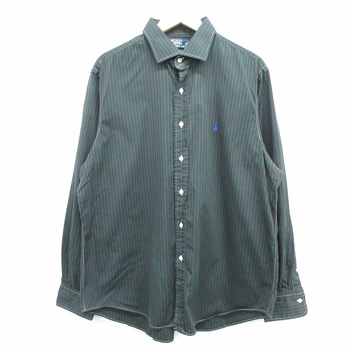 ラルフローレン 90s 長袖シャツ REGENTストライプ グリーン メンズXL相当 | 古着
