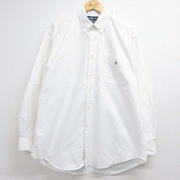 ラルフローレン 90s 長袖シャツ ワンポイントロゴ ホワイト メンズXL相当 | 古着