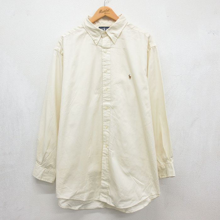 ラルフローレン 90s 長袖シャツ ワンポイントロゴ イエロー メンズXL相当 | 古着