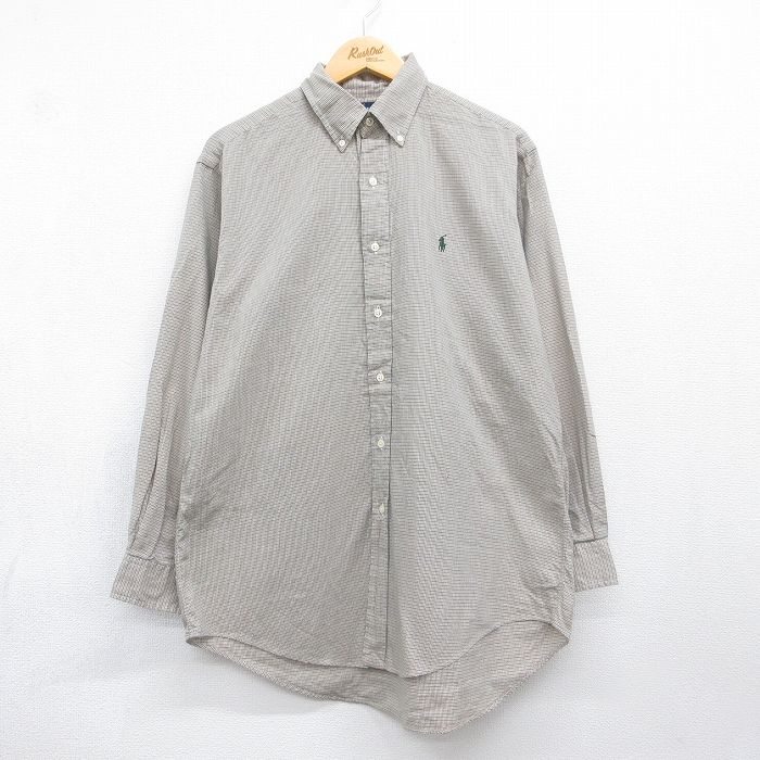 ラルフローレン 90s 長袖シャツ ワンポイントロゴ ブラウンチェック メンズXL相当 | 古着