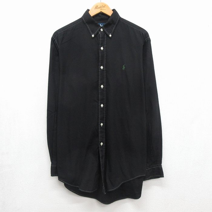 ラルフローレン 90s 長袖シャツ ワンポイントロゴ ブラック メンズXL相当 | 古着