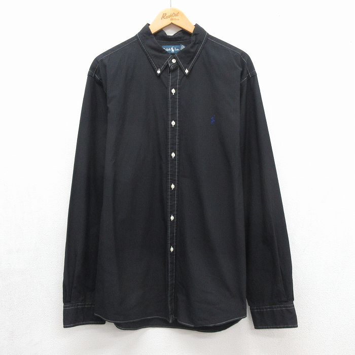 ラルフローレン 90s 長袖シャツ ワンポイントロゴ ブラック メンズXL相当 | 古着
