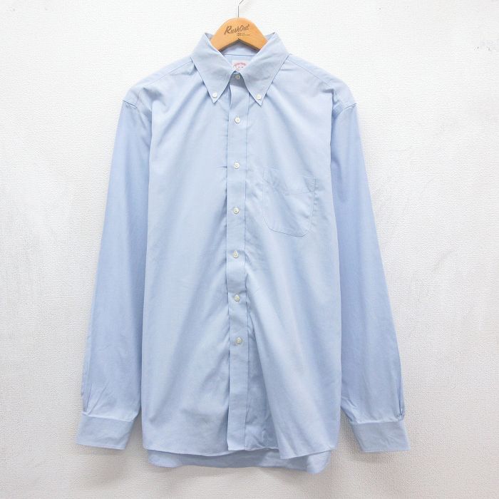 XL★古着 長袖 ブランド シャツ メンズ オックスフォード コットン ボタンダウン ライトブルー 26jul21