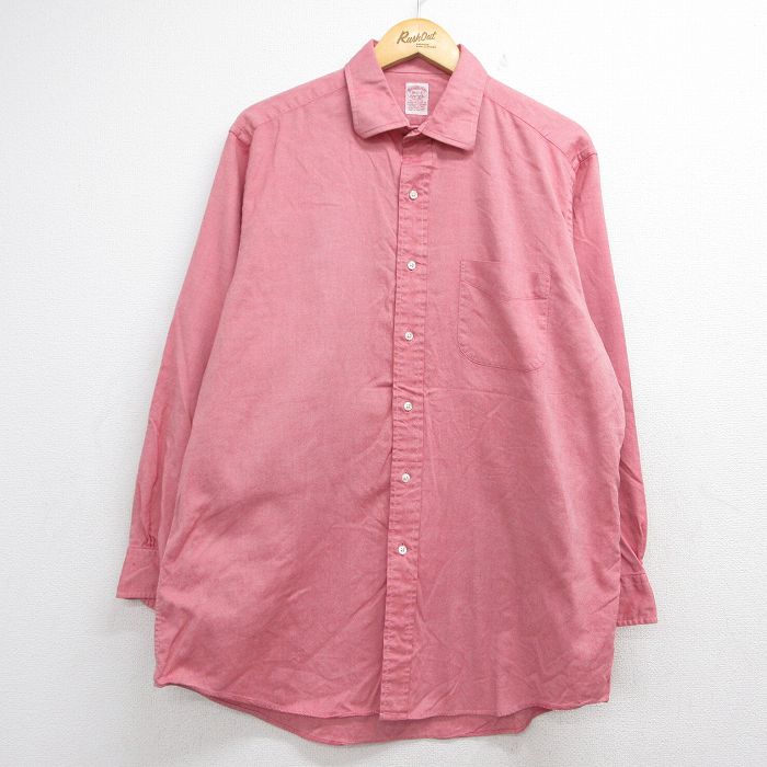 XL★古着 長袖 ブランド シャツ メンズ コットン ピンク 26jul23