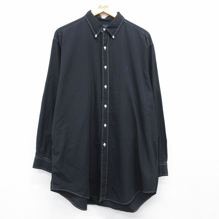 ラルフローレン 90s 長袖シャツ ワンポイントロゴ ブラック メンズXL相当 | 古着