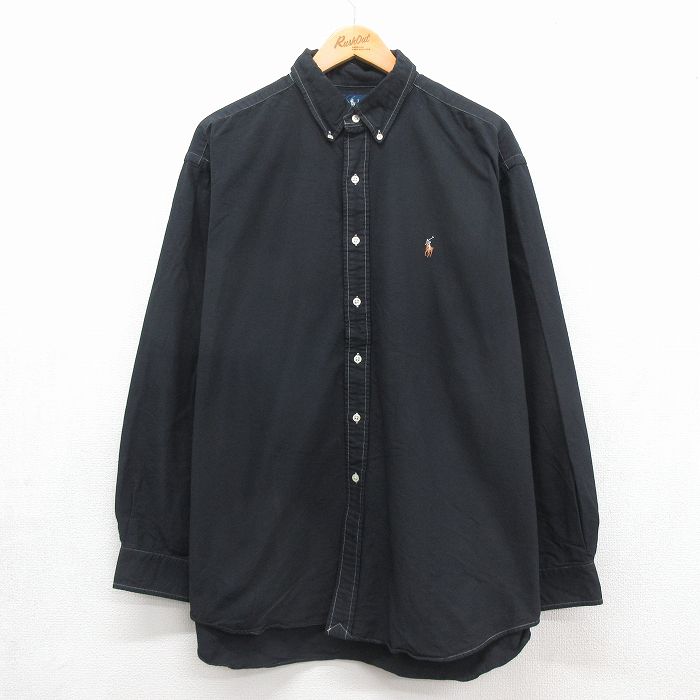 ラルフローレン 90s 長袖シャツ ワンポイントロゴ ブラック メンズXL相当 | 古着