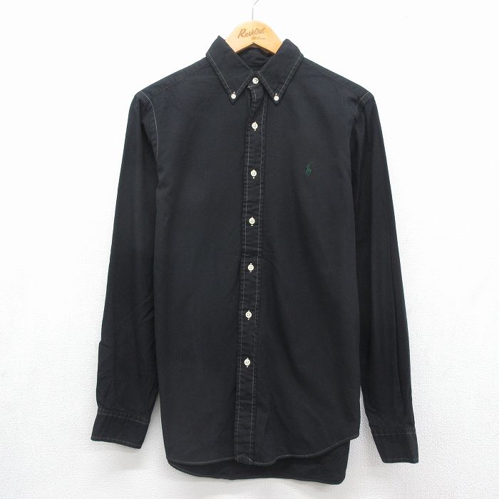 ラルフローレン 90s 長袖シャツ ワンポイントロゴ ブラック メンズL相当 | 古着