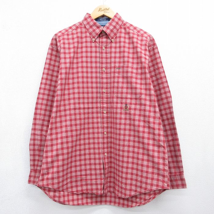 トミーヒルフィガー 90s 長袖シャツ ワンポイントロゴ レッドチェック メンズXL相当 | 古着