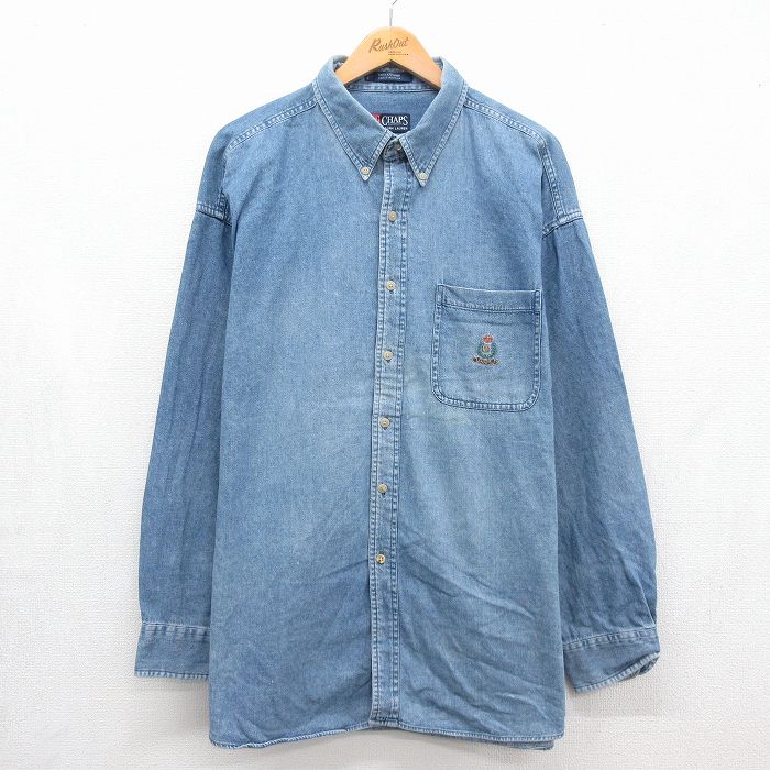 ラルフローレン 90s 長袖シャツ ワンポイントロゴ ネイビー メンズXL相当 | 古着