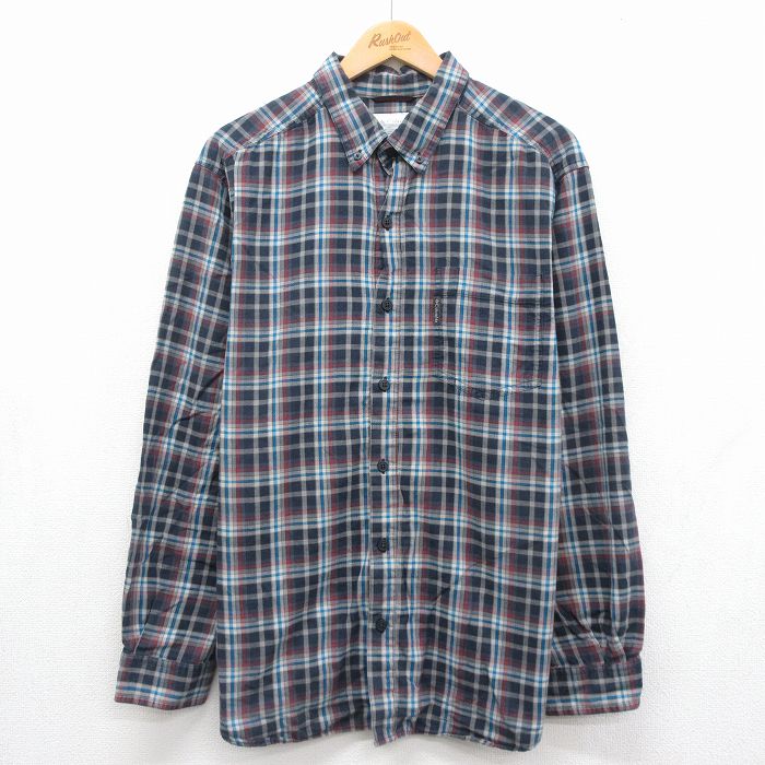 コロンビア 長袖シャツ ネイビーチェック メンズL相当 | 古着