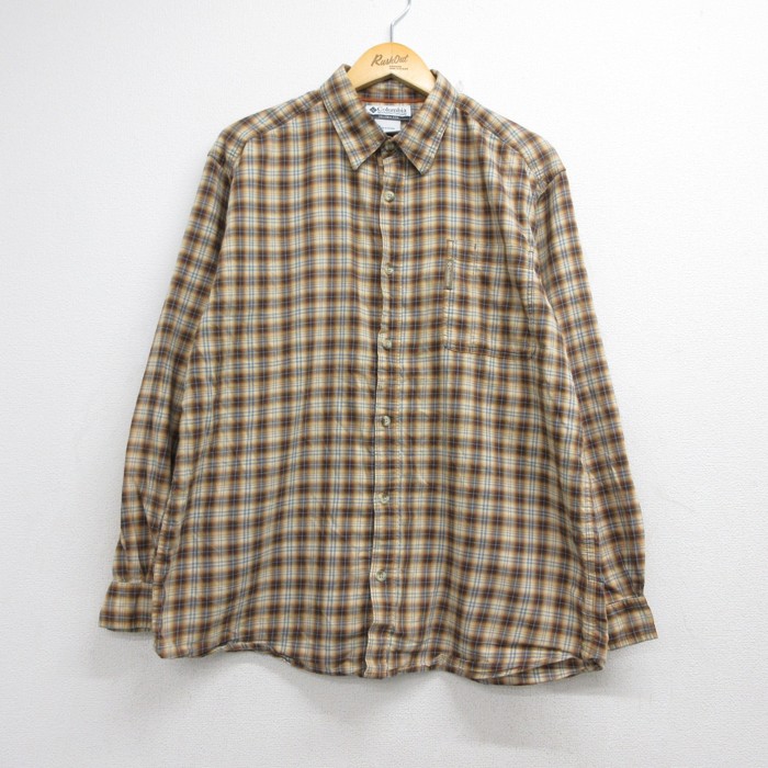 コロンビア 00s 長袖シャツ チェック オリーブ メンズXL相当 | 古着