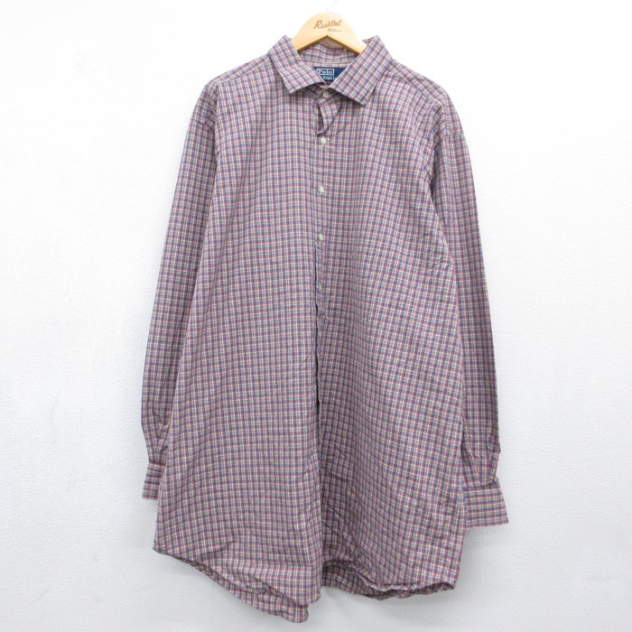 ラルフローレン 90s 長袖シャツ チェック ブルー メンズXL相当 | 古着