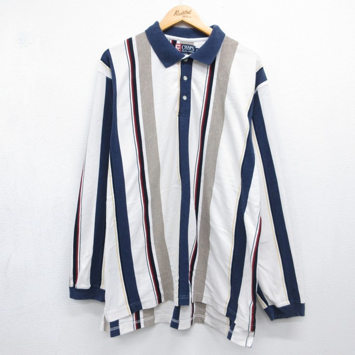 ラルフローレン 90s 長袖シャツ ポロ ホワイトストライプ メンズXL相当 | 古着