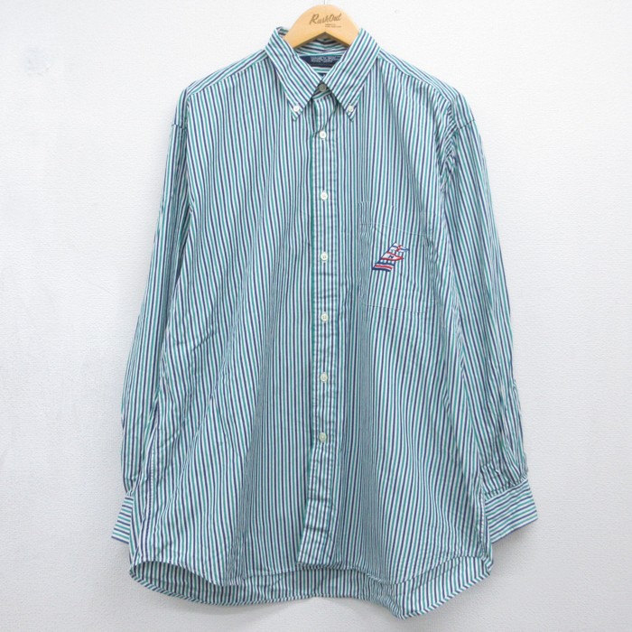 ノーティカ 90s 長袖シャツ 刺繍ロゴ グリーン メンズXL相当 | 古着