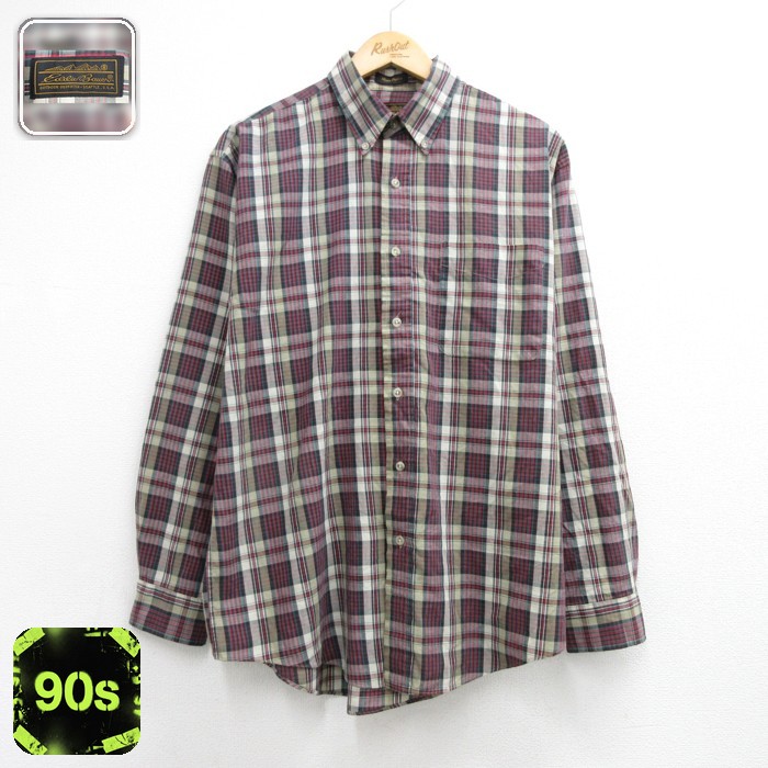 エディーバウアー 90s 長袖シャツ チェック レッド メンズL相当 | 古着