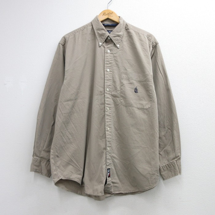 ノーティカ 90s 長袖シャツ ワンポイントロゴ ブラウン メンズXL相当 | 古着