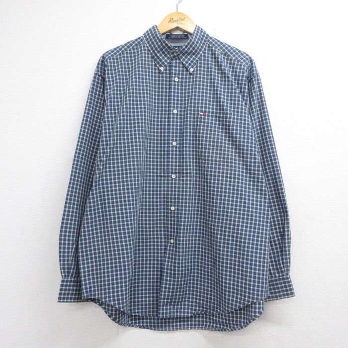 トミーヒルフィガー 90s 長袖シャツ チェック ネイビー メンズXL相当 | 古着