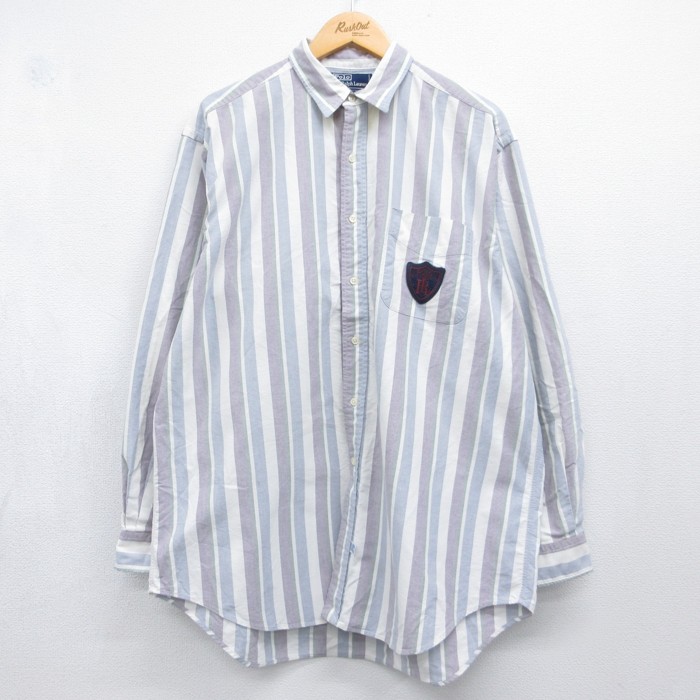 ラルフローレン 90s 長袖シャツ ブルーストライプ XL | 古着 26aug26