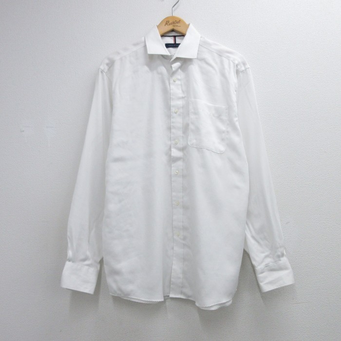 トミーヒルフィガー 長袖シャツ NON IRON ヘリンボーン ホワイト メンズL相当 | 古着