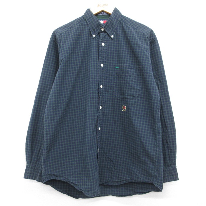 トミーヒルフィガー 90s 長袖シャツ チェック グリーン メンズL相当 | 古着