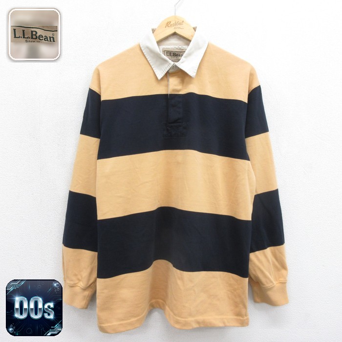エルエルビーン 00s 長袖ラガーシャツ ボーダー イエロー メンズL相当 | 古着